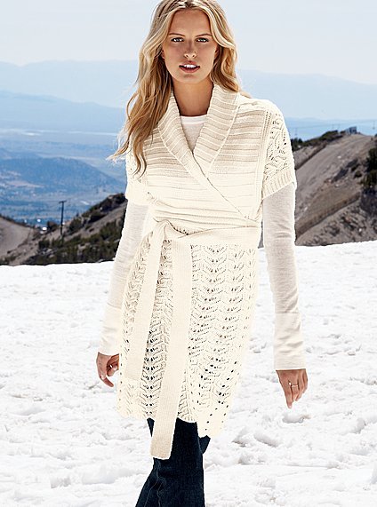 Victorias Secret Moda International Tunik Hırka Kazak (Kış Beyazı, XS,S,M,L)