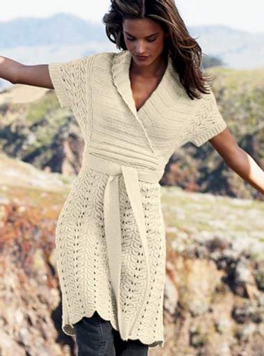 216294-B02-2 Victorias Secret Moda International Tunik Hırka Kazak (Kış Beyazı, XS,S,M,L)