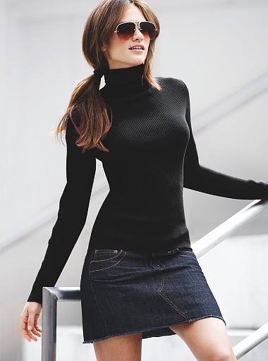 2022-01-25-0002_2 Victorias Secret Moda International Yivli Pamuk Boğazlı Balıkçı Yaka Kazak (Siyah, S, L)