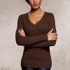 2022-01-27-0001_5 Victorias Secret Moda International Yivli Pamuk V Yaka Kazak (Kahve, XS)
