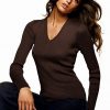 2022-01-27-0001_6 Victorias Secret Moda International Yivli Pamuk V Yaka Kazak (Kahve, XS)