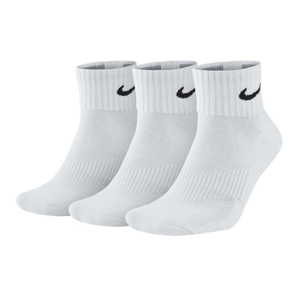 Nike SX4703-101 Kalın Yastıklamalı Ayak Bileği Çeyrek Boy Spor Çorap (L, Beyaz)