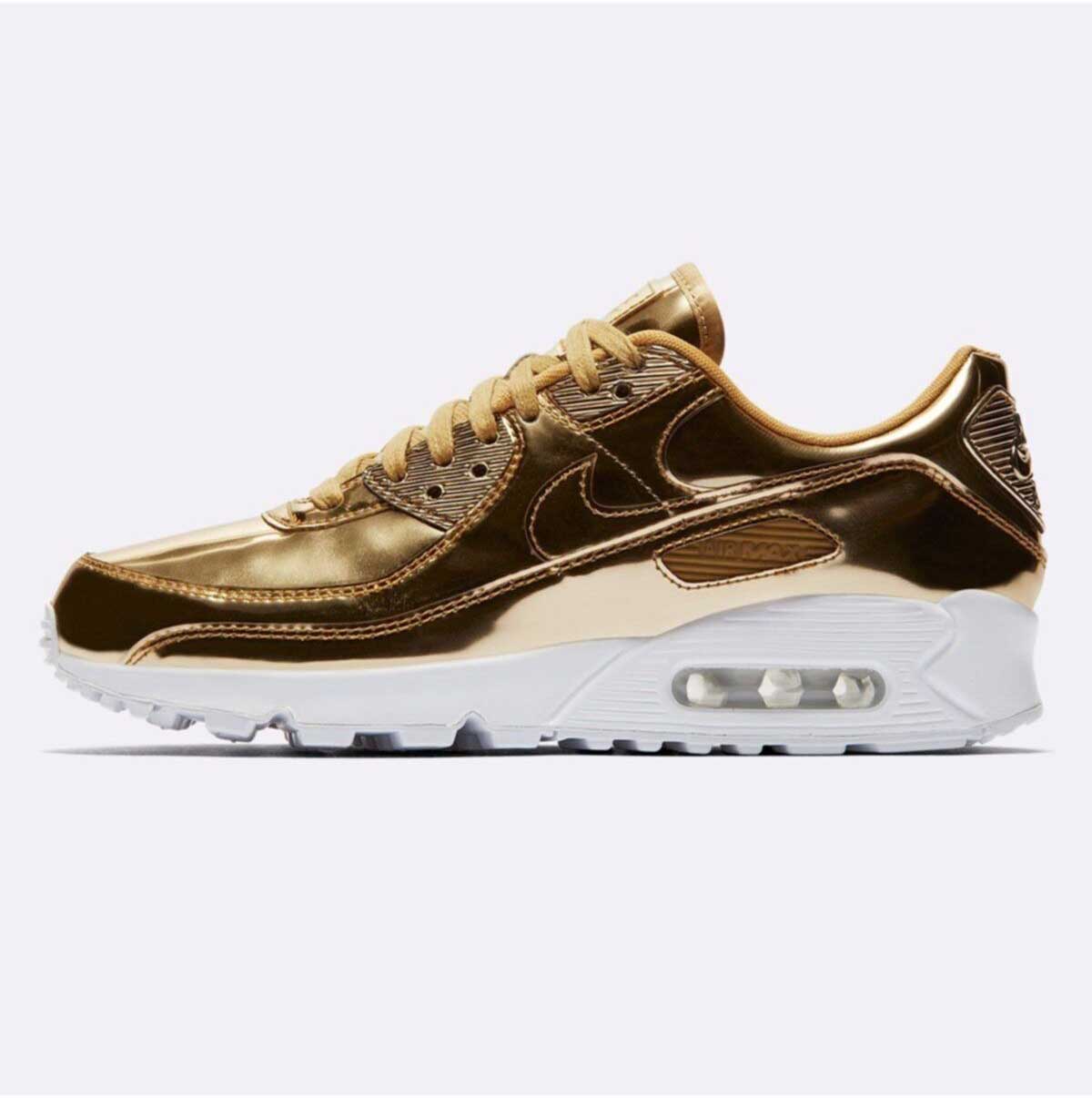 CQ6639-700_2 Nike Air Max 90 Sp Metalik Altın Spor Ayakkabı Yürüyüş Ayakkabısı CQ6639-700 44,5