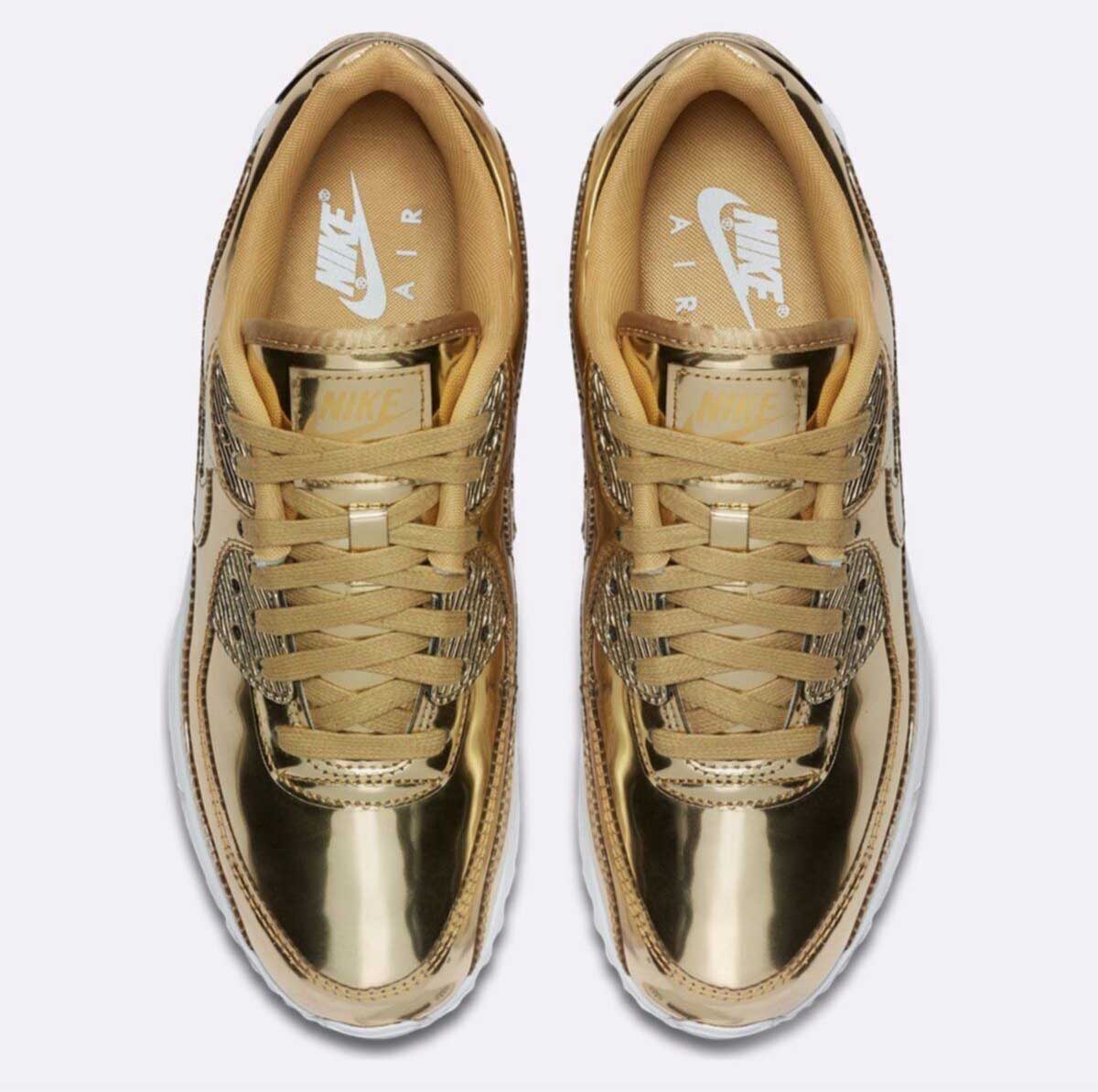 CQ6639-700_4 Nike Air Max 90 Sp Metalik Altın Spor Ayakkabı Yürüyüş Ayakkabısı CQ6639-700 44,5